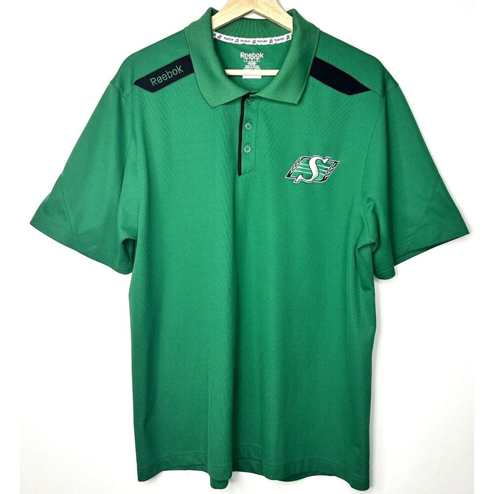 Reebok Saskatchewan Roughriders Mens Polo Shirt CFL Canadian Football League L